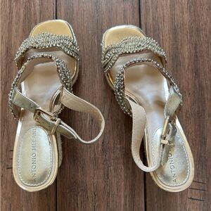 ANTONIO MELANI Gold Beaded Women's Sandals